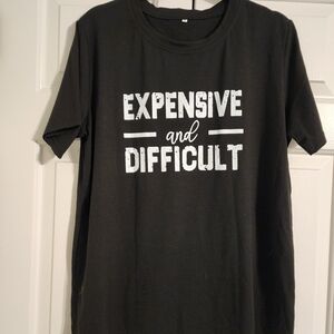 Black Graphic T-Shirt with White Text